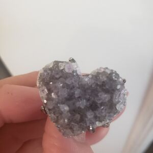 Heart-Shaped Raw Purple Crystal Ring